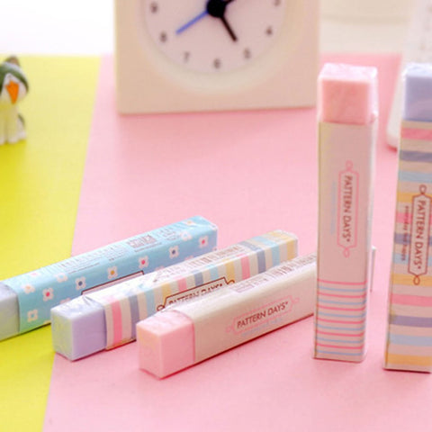 Cute Kawaii Heart Flower Rubber Erasers Lovely Stripe Pencil Eraser For Kids Gift Creative Korean Stationery Novelty Item