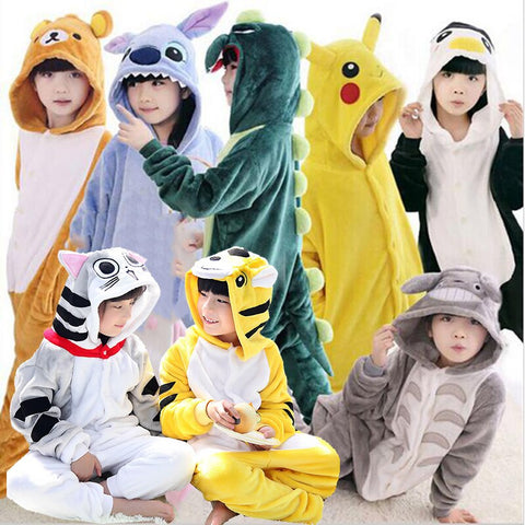 Kigurumi Dinosaur Children's Pajamas for Boys Girls Unicorn Pajamas Kids Stich Pijamas Set Animal Sleepwear Winter Onesies